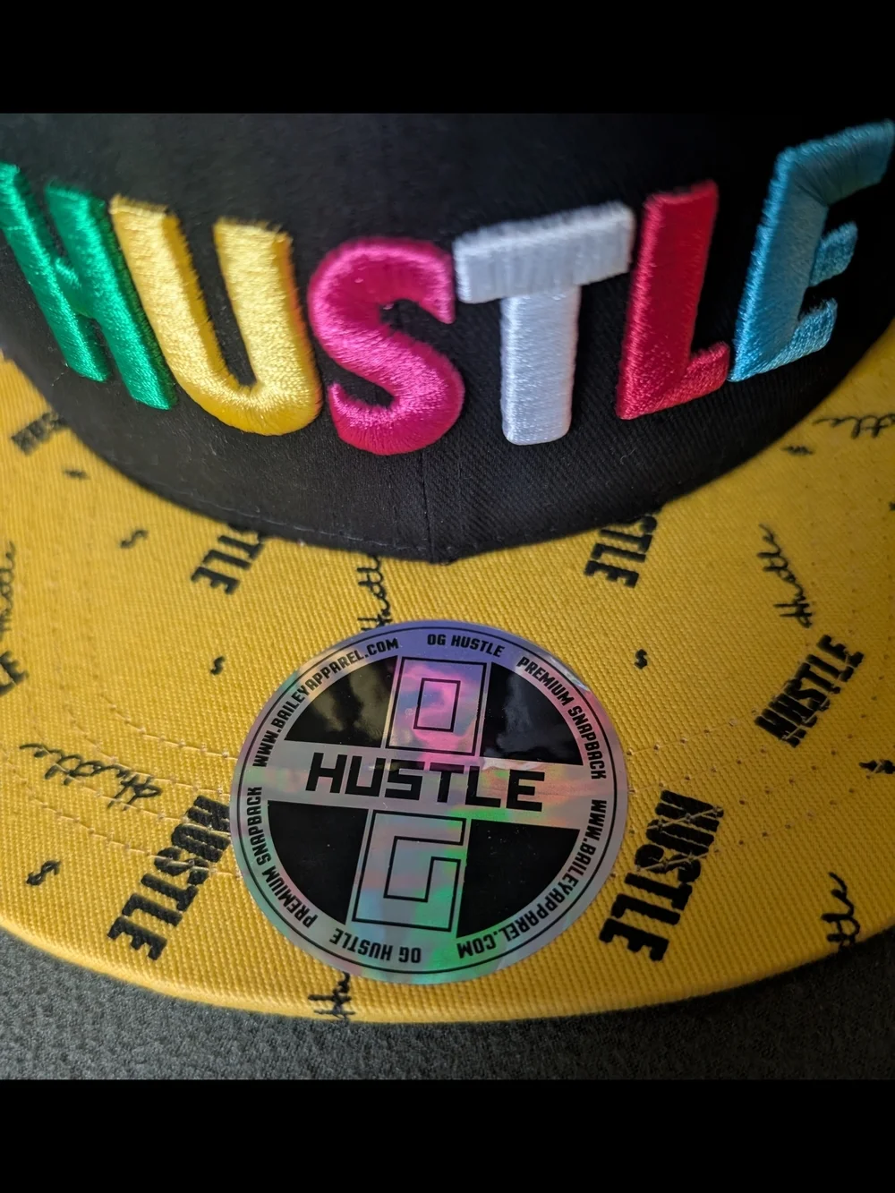 Hustle Kids Snapback Hat in Black and Yellow
